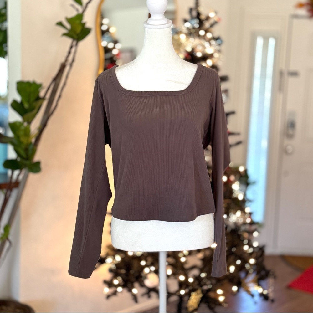 Wild Fable Gray Ribbed Long-Sleeve Top – Tagged XXL (Fits More Like L–XL)